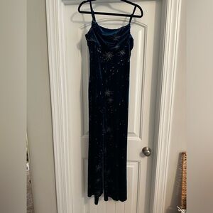 Cider velvet star pattern wide leg jumpsuit